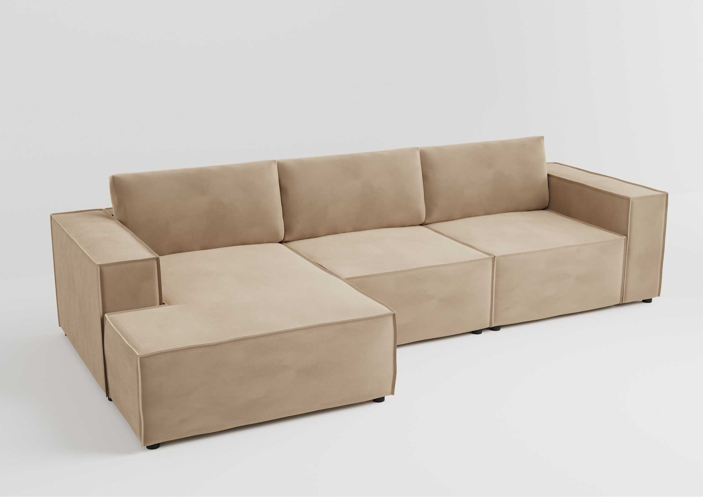 Modułowy narożnik z przeszyciami w kolorze beżowym